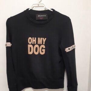 Adorable Dog Lovers Black Sweat Shirt with bling XS